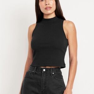 Mock Neck Ribbed Tank Top